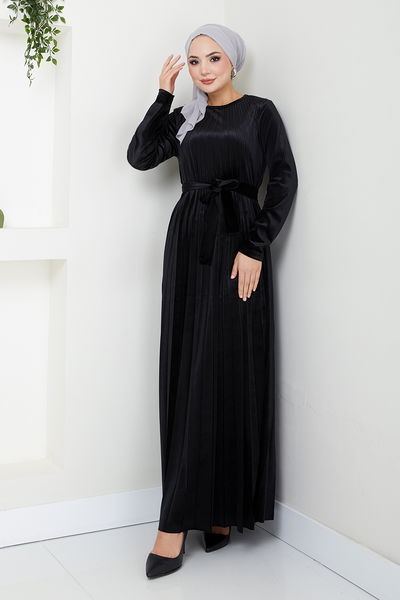 MRV E.F.Y. - Pile Detailed Velvet Dress 2012EFY931-M Black