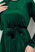 Pile Detailed Velvet Dress 2012EFY931-M Emerald - Thumbnail