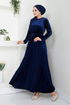 Pile Detailed Velvet Dress 2012EFY931-M Laci - Thumbnail