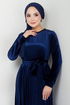 Pile Detailed Velvet Dress 2012EFY931-M Laci - Thumbnail