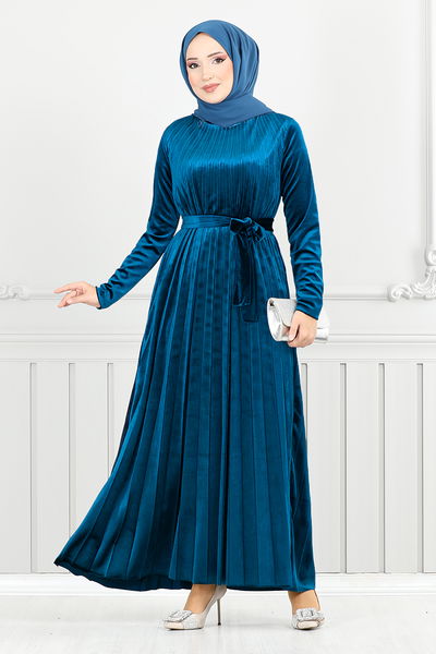 MRV E.F.Y. - Pile Detailed Velvet Dress 2012EFY931-M Oil