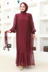 Piliseli Chiffon Abendkleid END5505 Bordeaux - Thumbnail