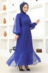 Piliseli Chiffon Abendkleid END5505 Indigo - Thumbnail