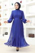 Piliseli Chiffon Abendkleid END5505 Indigo - Thumbnail