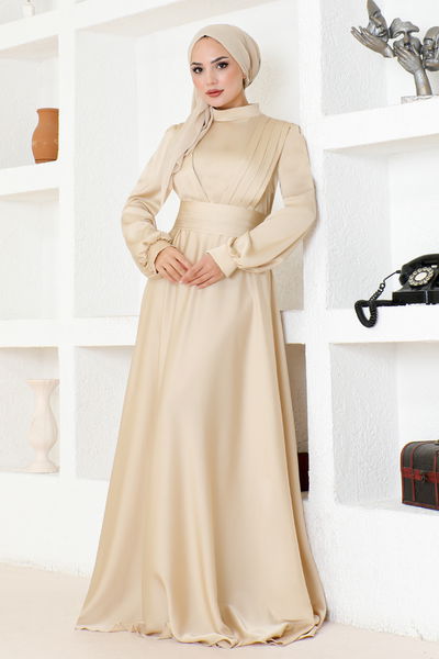 END - Piliseli Elbise END5508 Bej