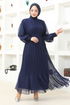 Pilisséli Mousseline Robe de soirée FIN5505 Bleu marine - Thumbnail