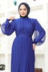 Pilisséli Mousseline Robe de soirée FIN5505 Indigo - Thumbnail