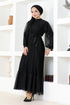 Pilisséli Mousseline Robe de soirée FIN5505 Noir - Thumbnail