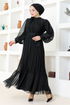 Pilisséli Mousseline Robe de soirée FIN5505 Noir - Thumbnail