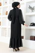 Pilisséli Mousseline Robe de soirée FIN5505 Noir - Thumbnail