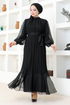 Pilisséli Mousseline Robe de soirée FIN5505 Noir - Thumbnail