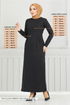 Poche Détail Chevrons Robe 22032UKB929-L Noir - Thumbnail