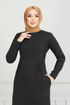 Pocket Detail Herringbone Dress 22032UKB929-M Black - Thumbnail