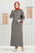 Pocket Detail Herringbone Dress 22032UKB929-M Vision - Thumbnail
