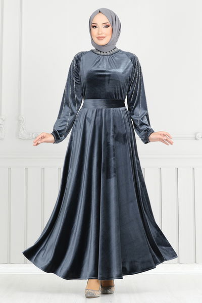 MRV E.F.Y. - Poignées Pierreux Velours Robe de soirée 2014EFFY931-L Anthracite