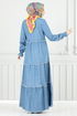 Pompon Détaillé Jeans Robe 25018MTS1095-L Jeans - Thumbnail