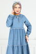 Pompon Détaillé Jeans Robe 25018MTS1095-L Jeans - Thumbnail