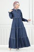 Pompon Détaillé Jeans Robe 25018MTS1095-L Sombre Jeans - Thumbnail