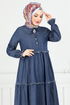Pompon Détaillé Jeans Robe 25018MTS1095-L Sombre Jeans - Thumbnail