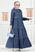 Pompon Détaillé Jeans Robe 25018MTS1095-L Sombre Jeans - Thumbnail