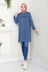 Pressing Detailed Sport Tunic 788OZR1047-M Indigo - Thumbnail