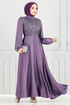 Pul Detay Saten Abiye 5691END900-M Lila - Thumbnail