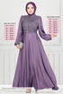 Pul Detay Saten Abiye 5691END900-M Lila - Thumbnail