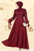 Pul İşlemeli Saten Abiye 5670EDF311-MS Bordo - Thumbnail