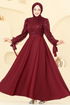 Pul İşlemeli Saten Abiye 5670EDF311-MS Bordo - Thumbnail