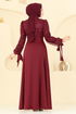 Pul İşlemeli Saten Abiye 5670EDF311-MS Bordo - Thumbnail