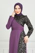 Pul Payet Detay Abiye Elbise 2777ASMK1074-MS Koyu Lila - Thumbnail