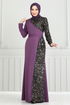 Pul Payet Detay Abiye Elbise 2777ASMK1074-MS Koyu Lila - Thumbnail