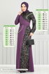 Pul Payet Detay Abiye Elbise 2777ASMK1074-MS Koyu Lila - Thumbnail