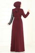 Pul Payet Detay Abiye Elbise 2808ASMK1074-MS Bordo - Thumbnail