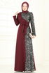 Pul Payet Detay Abiye Elbise 2808ASMK1074-MS Bordo - Thumbnail