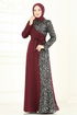 Pul Payet Detay Abiye Elbise 2808ASMK1074-MS Bordo - Thumbnail