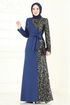 Pul Payet Detay Abiye Elbise 2808ASMK1074-MS İndigo - Thumbnail
