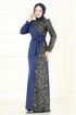 Pul Payet Detay Abiye Elbise 2808ASMK1074-MS İndigo - Thumbnail