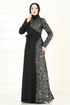 Pul Payet Detay Abiye Elbise 2808ASMK1074-MS Siyah - Thumbnail