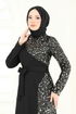 Pul Payet Detay Abiye Elbise 2808ASMK1074-MS Siyah - Thumbnail