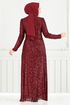 Pul Payet İşlemeli Abiye 4028YGS898-M Bordo - Thumbnail