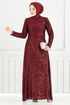 Pul Payet İşlemeli Abiye 4028YGS898-M Bordo - Thumbnail
