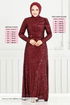 Pul Payet İşlemeli Abiye 4028YGS898-M Bordo - Thumbnail