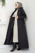 Quilting Detailed In Furred Coat 7007ZNR1012-M Black - Thumbnail