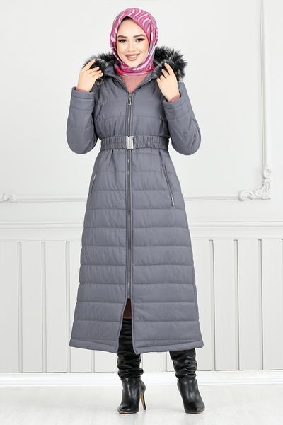 MRV H.N. - Quilting Detailed Swollen Coat 5907HN1061-M Anthracite