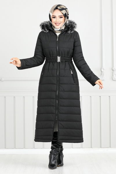 MRV H.N. - Quilting Detailed Swollen Coat 5907HN1061-M Black