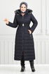 Quilting Detailed Swollen Coat 5907HN1061-M Laci - Thumbnail