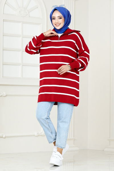 MRV K.L.N. - Rayé Tricots Tunique Numéro de pièce 1002KLN1035-M Rouge