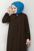 Rayure Détaillé Hijab Ferace 1007ESL1097-L Café - Thumbnail