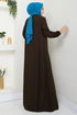 Rayure Détaillé Hijab Ferace 1007ESL1097-L Café - Thumbnail